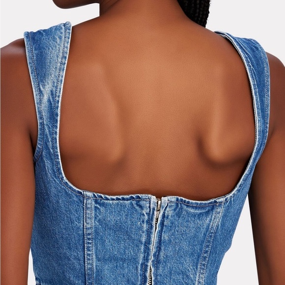NWT Mara Hoffman Milla Denim Corset Top in Poppy - Picture 2 of 7
